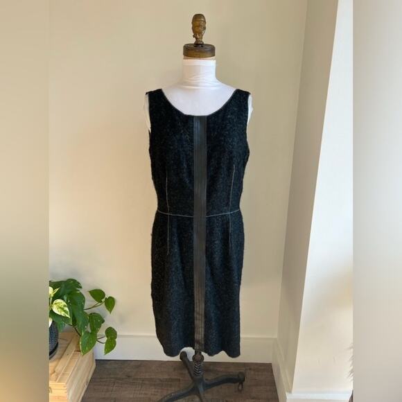 GEORGES RECH BLACK WOOL LEATHER TRIM SLEEVELESS DRESS SIZE SMALL/MEDIUM - Picture 10 of 10